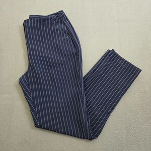 Chico's Women 00 US 2 Navy Blue Pinstriped Ankle Stretch Pockets Office Pants
